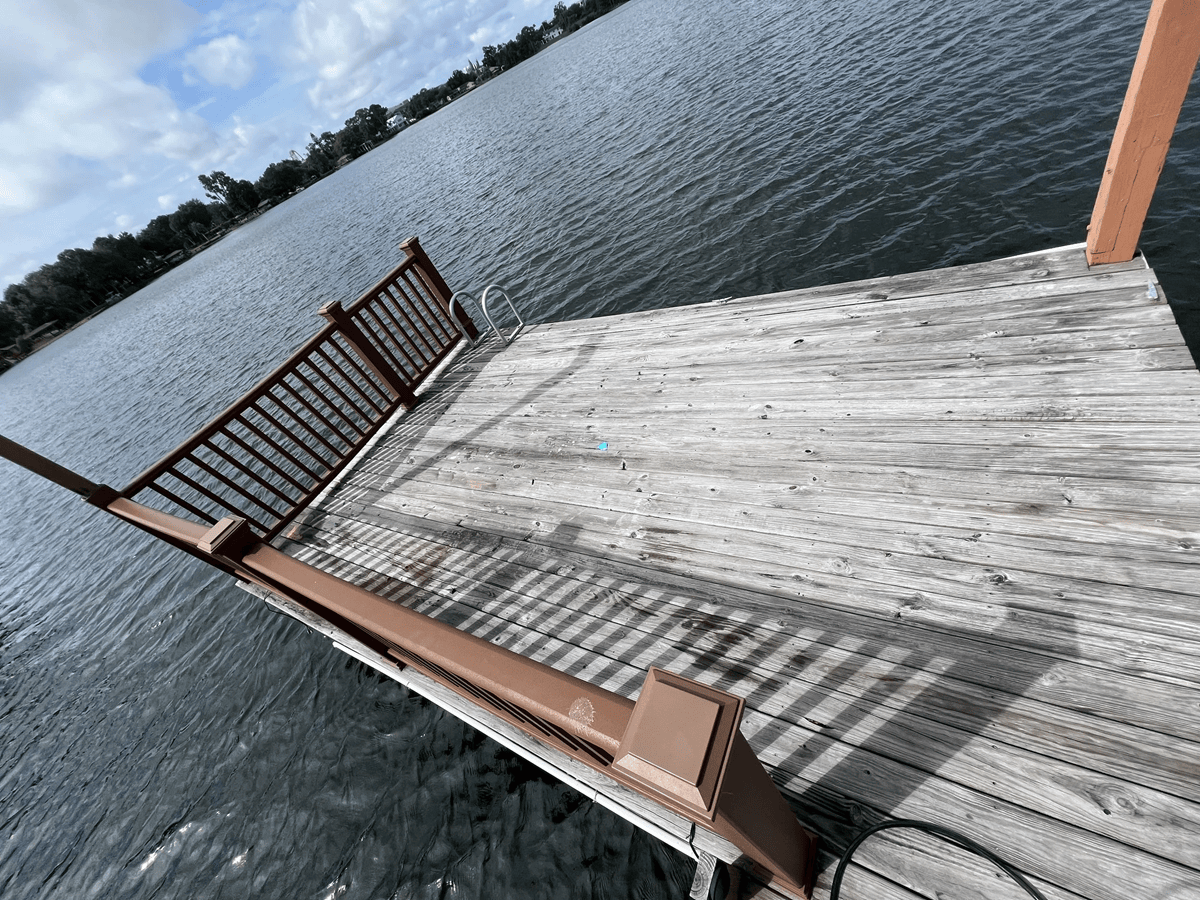 Dock surface before professional cleaning